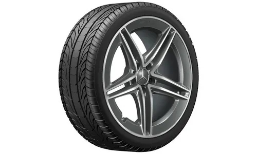 Колесный диск AMG 8,5J×19 ET46 для Mercedes-Benz A-Class 177 / CLA 118, передняя и задняя оси, серый Tantal, с алмазной проточкой, 5 двойных спиц — фото 2