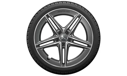 Колесный диск AMG 8,5J×19 ET46 для Mercedes-Benz A-Class 177 / CLA 118, передняя и задняя оси, серый Tantal, с алмазной проточкой, 5 двойных спиц — фото 3