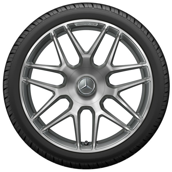 Колесный диск AMG 8,5J×19 ET46 для Mercedes-Benz A-Class 177 / CLA 118, передняя и задняя оси, титаново-серый, с алмазной проточкой, перекрестные спицы — фото 3