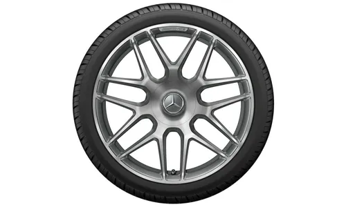 Колесный диск AMG 8,5J×19 ET46 для Mercedes-Benz A-Class 177 / CLA 118, передняя и задняя оси, титаново-серый, с алмазной проточкой, перекрестные спицы — фото 3