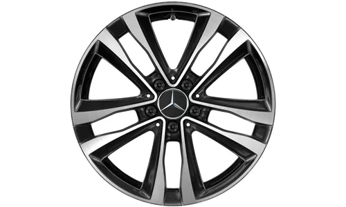 Колесный диск 7,5J×18 ET49 для Mercedes-Benz A-Class 177 / B-Class 247 / CLA 118, передняя и задняя оси, черный, с алмазной проточкой, 5 двойных спиц — фото 1