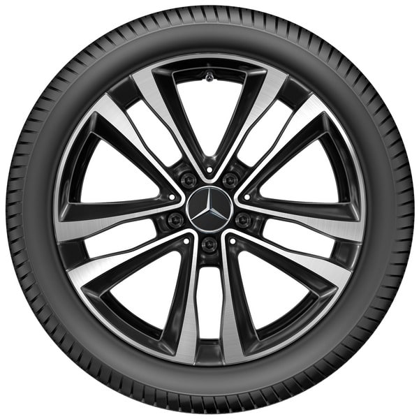 Колесный диск 7,5J×18 ET49 для Mercedes-Benz A-Class 177 / B-Class 247 / CLA 118, передняя и задняя оси, черный, с алмазной проточкой, 5 двойных спиц — фото 2