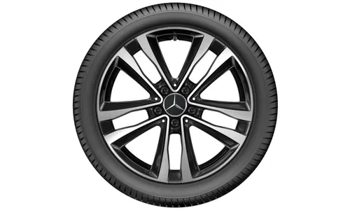 Колесный диск 7,5J×18 ET49 для Mercedes-Benz A-Class 177 / B-Class 247 / CLA 118, передняя и задняя оси, черный, с алмазной проточкой, 5 двойных спиц — фото 2
