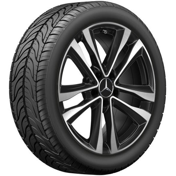 Колесный диск 7,5J×18 ET49 для Mercedes-Benz A-Class 177 / B-Class 247 / CLA 118, передняя и задняя оси, черный, с алмазной проточкой, 5 двойных спиц — фото 3