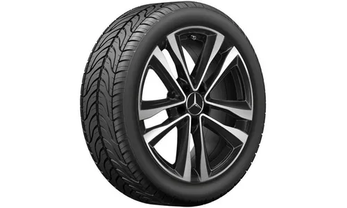 Колесный диск 7,5J×18 ET49 для Mercedes-Benz A-Class 177 / B-Class 247 / CLA 118, передняя и задняя оси, черный, с алмазной проточкой, 5 двойных спиц — фото 3