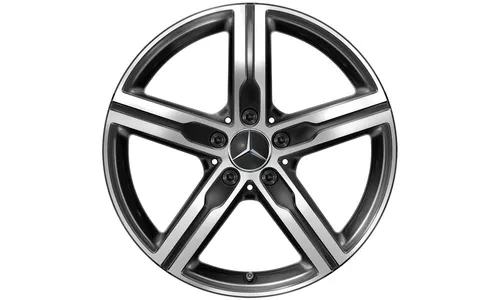 Колесный диск 7,5J×18 ET49 для Mercedes-Benz A-Class 177 / B-Class 247 / CLA 118, передняя и задняя оси, черный, с алмазной проточкой, 5 спиц — фото 1