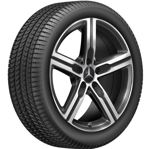 Колесный диск 7,5J×18 ET49 для Mercedes-Benz A-Class 177 / B-Class 247 / CLA 118, передняя и задняя оси, черный, с алмазной проточкой, 5 спиц — фото 2