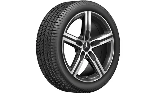 Колесный диск 7,5J×18 ET49 для Mercedes-Benz A-Class 177 / B-Class 247 / CLA 118, передняя и задняя оси, черный, с алмазной проточкой, 5 спиц — фото 2