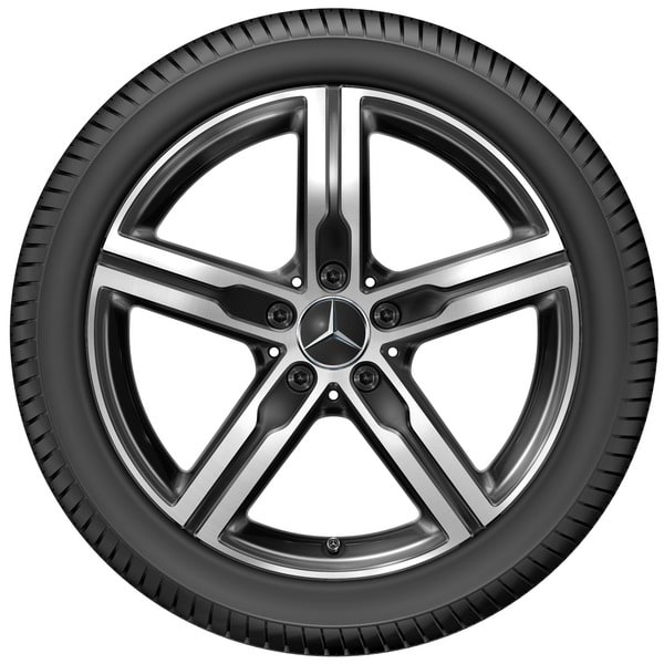 Колесный диск 7,5J×18 ET49 для Mercedes-Benz A-Class 177 / B-Class 247 / CLA 118, передняя и задняя оси, черный, с алмазной проточкой, 5 спиц — фото 3