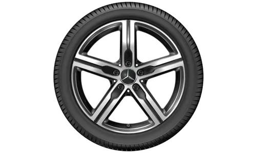 Колесный диск 7,5J×18 ET49 для Mercedes-Benz A-Class 177 / B-Class 247 / CLA 118, передняя и задняя оси, черный, с алмазной проточкой, 5 спиц — фото 3