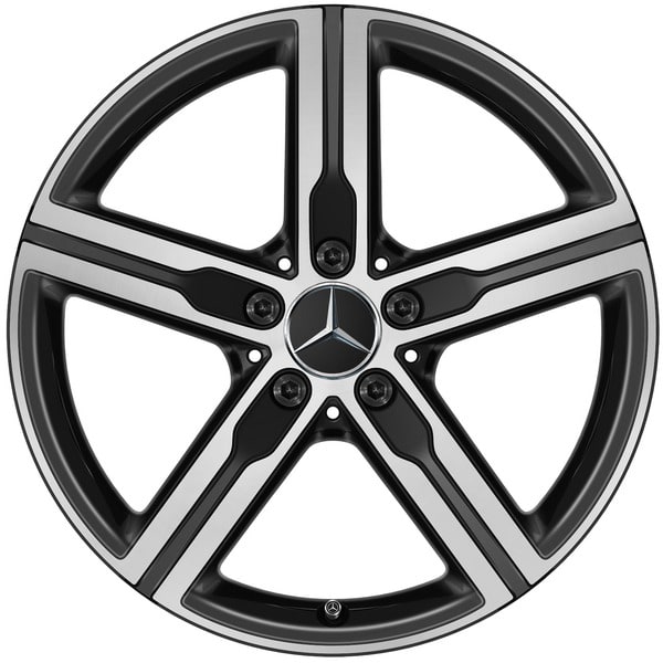 Колесный диск 7,5J×18 ET49 для Mercedes-Benz A-Class 177 / B-Class 247 / CLA 118, передняя и задняя оси, черный, матовый — фото 1