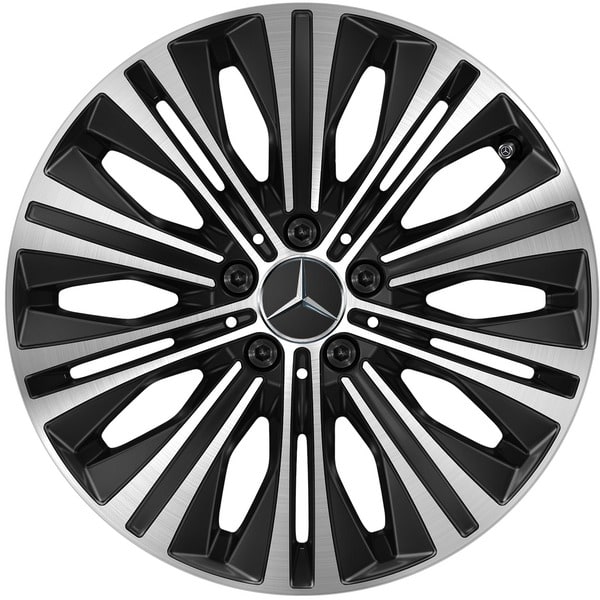 Колесный диск 7,5J×18 ET49 для Mercedes-Benz A-Class 177 / B-Class 247 / CLA 118, передняя и задняя оси, черный, с алмазной проточкой, 10 спиц — фото 1