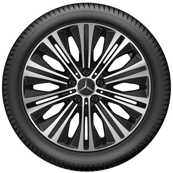 Колесный диск 7,5J×18 ET49 для Mercedes-Benz A-Class 177 / B-Class 247 / CLA 118, передняя и задняя оси, черный, с алмазной проточкой, 10 спиц — фото 3