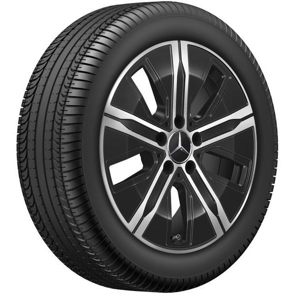 Колесный диск 6,5J×17 ET44 для Mercedes-Benz A-Class 177 / B-Class 247 / GLA 247 / GLB 247 / CLA 118, передняя и задняя оси, черный, с алмазной проточкой, 5 спиц — фото 1