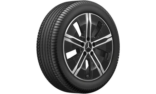 Колесный диск 6,5J×17 ET44 для Mercedes-Benz A-Class 177 / B-Class 247 / GLA 247 / GLB 247 / CLA 118, передняя и задняя оси, черный, с алмазной проточкой, 5 спиц — фото 1