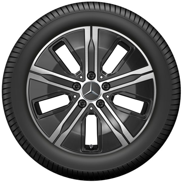 Колесный диск 6,5J×17 ET44 для Mercedes-Benz A-Class 177 / B-Class 247 / GLA 247 / GLB 247 / CLA 118, передняя и задняя оси, черный, с алмазной проточкой, 5 спиц — фото 2