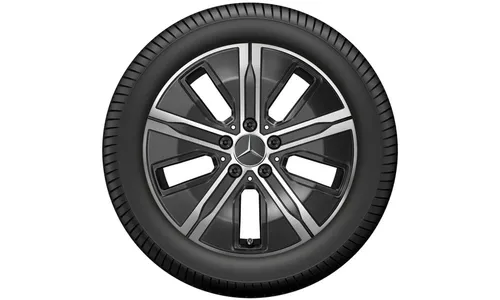 Колесный диск 6,5J×17 ET44 для Mercedes-Benz A-Class 177 / B-Class 247 / GLA 247 / GLB 247 / CLA 118, передняя и задняя оси, черный, с алмазной проточкой, 5 спиц — фото 2