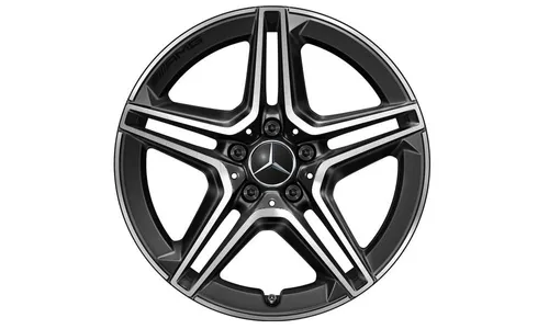 Колесный диск AMG 8J×18 ET40 для Mercedes-Benz A-Class 177, передняя и задняя оси, черный, с алмазной проточкой, 5 двойных спиц — фото 1