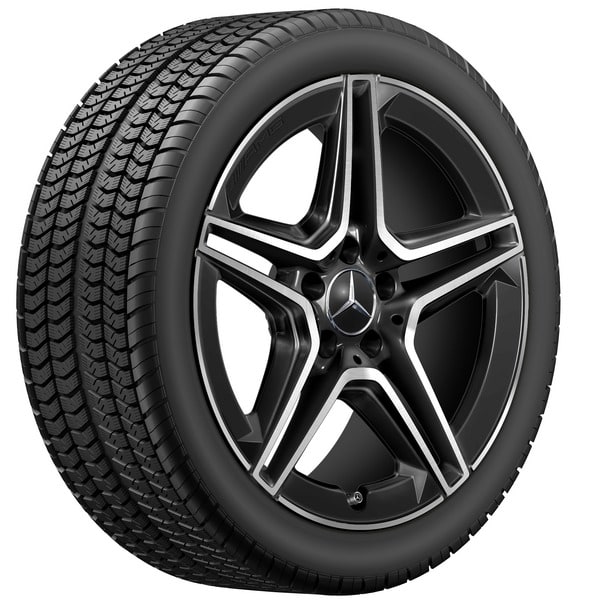 Колесный диск AMG 8J×18 ET40 для Mercedes-Benz A-Class 177, передняя и задняя оси, черный, с алмазной проточкой, 5 двойных спиц — фото 3