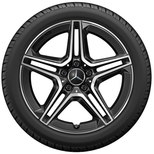 Колесный диск AMG 8J×18 ET40 для Mercedes-Benz A-Class 177, передняя и задняя оси, черный, с алмазной проточкой, 5 двойных спиц — фото 4