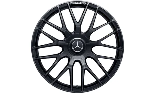 Колесный диск AMG 12J×20 ET46 для Mercedes-Benz AMG GT 190, задняя ось, черный, с алмазной проточкой, перекрестные спицы — фото 1