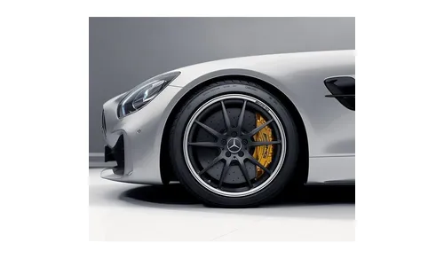 Колесный диск AMG 10J×19 ET56 для Mercedes-Benz AMG GT 190, передняя ось, черный, матовый, с алмазной проточкой, 5 двойных спиц — фото 1