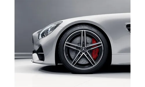 Колесный диск AMG 12J×20 ET46 для Mercedes-Benz AMG GT 190, задняя ось, черный, матовый, с алмазной проточкой, 5 двойных спиц — фото 1