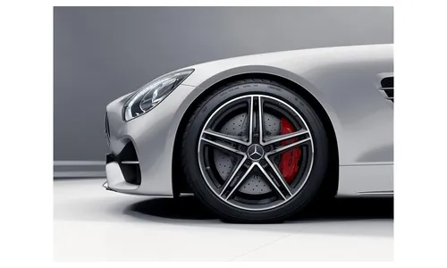 Колесный диск AMG 12J×20 ET46 для Mercedes-Benz AMG GT 190, задняя ось, черный, матовый, с алмазной проточкой, 5 двойных спиц — фото 2