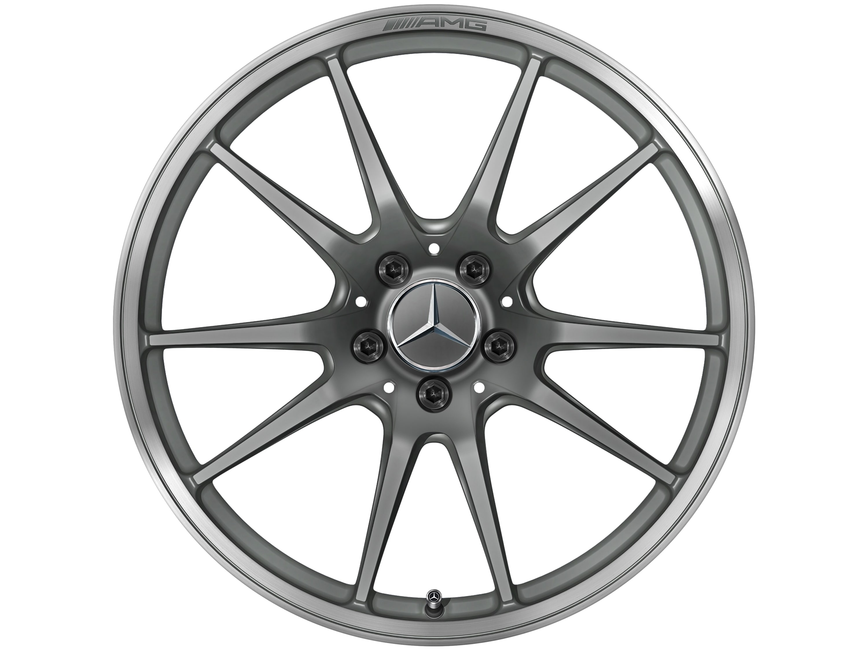 Колесный диск AMG 12J×20 ET52 для Mercedes-Benz AMG GT 190, задняя ось, титаново-серый, матовый, кромка обода с алмазной проточкой — фото 3