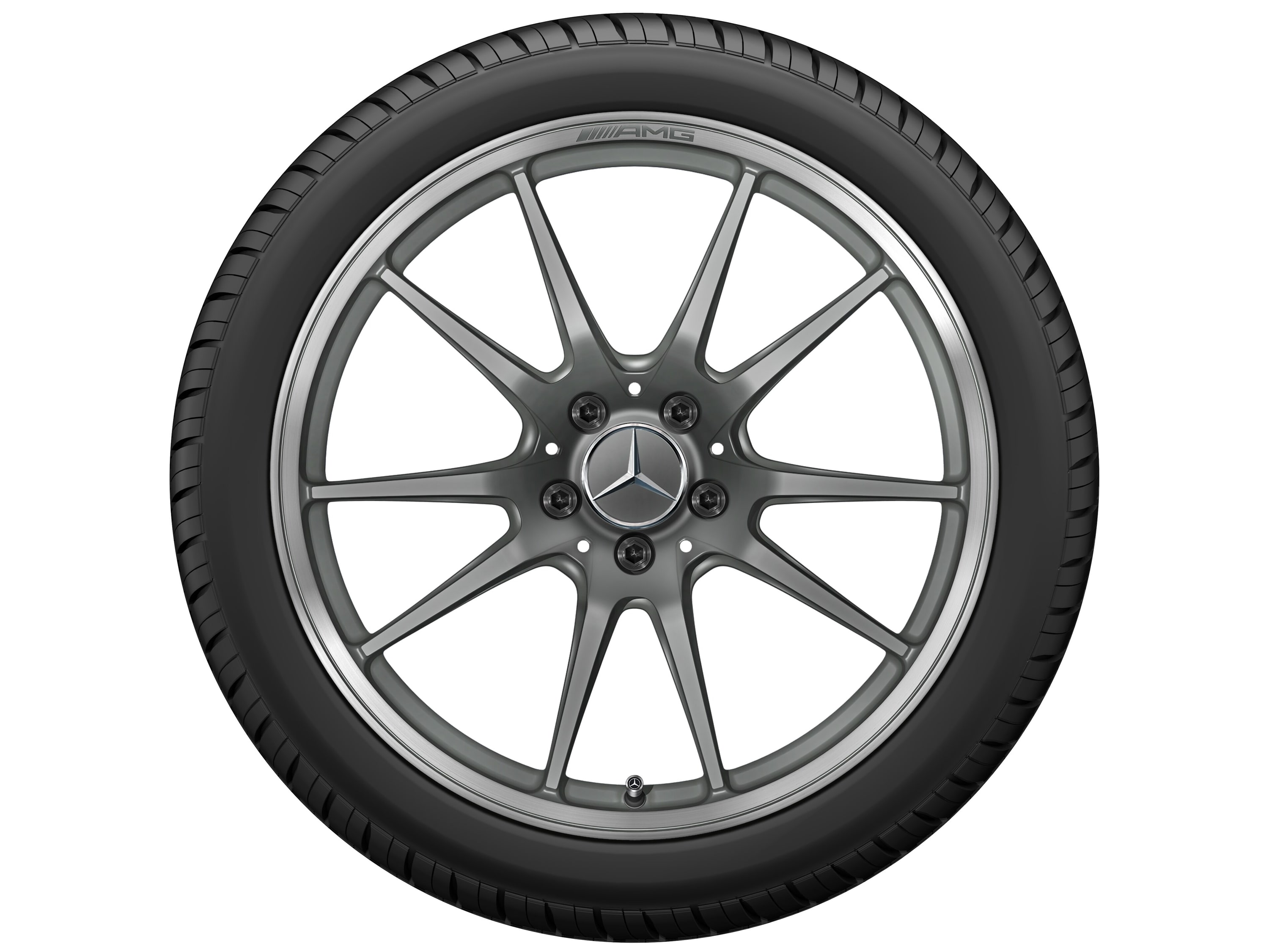 Колесный диск AMG 12J×20 ET52 для Mercedes-Benz AMG GT 190, задняя ось, титаново-серый, матовый, кромка обода с алмазной проточкой — фото 4