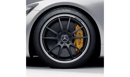 Колесный диск AMG 12J×20 ET52 для Mercedes-Benz AMG GT 190, задняя ось, черный, матовый, с алмазной проточкой, 5 двойных спиц — фото 1