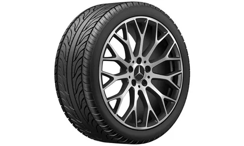 Колесный диск AMG 9J×19 ET61 для Mercedes-Benz AMG GT 190, передняя ось, черный, матовый, с алмазной проточкой, перекрестные спицы — фото 2