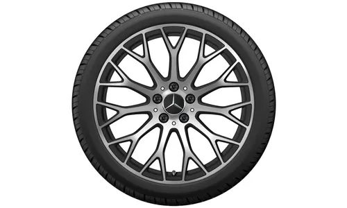 Колесный диск AMG 9J×19 ET61 для Mercedes-Benz AMG GT 190, передняя ось, черный, матовый, с алмазной проточкой, перекрестные спицы — фото 3