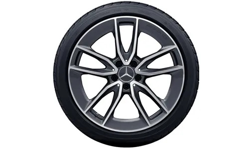 Колесный диск AMG 7,5J×19 ET33 для Mercedes-Benz C-Class 205, передняя ось, черный, с алмазной проточкой, 5 двойных спиц — фото 2