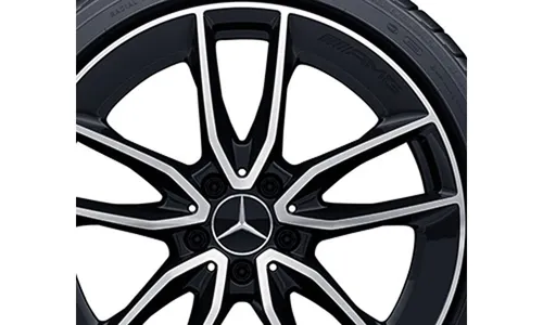 Колесный диск AMG 8,5J×19 ET52 для Mercedes-Benz C-Class 205, задняя ось, черный, с алмазной проточкой, 5 двойных спиц — фото 2