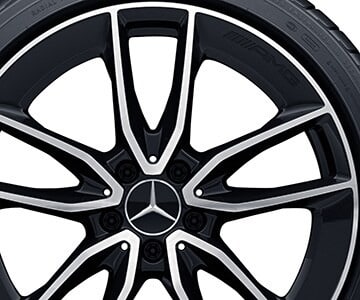 Колесный диск AMG 8,5J×19 ET52 для Mercedes-Benz C-Class 205, задняя ось, черный, с алмазной проточкой, 5 двойных спиц — фото 3