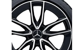 Колесный диск AMG 8,5J×19 ET52 для Mercedes-Benz C-Class 205, задняя ось, черный, с алмазной проточкой, 5 двойных спиц — фото 3