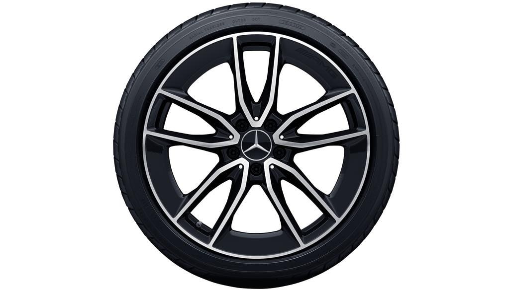 Колесный диск AMG 8,5J×19 ET52 для Mercedes-Benz C-Class 205, задняя ось, черный, с алмазной проточкой, 5 двойных спиц — фото 4