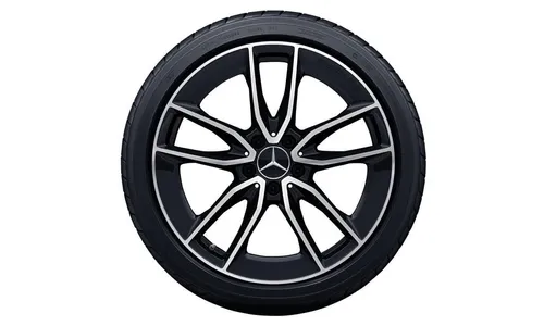 Колесный диск AMG 8,5J×19 ET52 для Mercedes-Benz C-Class 205, задняя ось, черный, с алмазной проточкой, 5 двойных спиц — фото 4