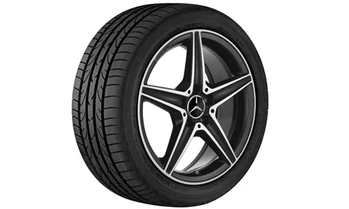 Колесный диск AMG 8,5J×18 ET49 для Mercedes-Benz C-Class 205, задняя ось, черный, с алмазной проточкой, 5 спиц — фото 1