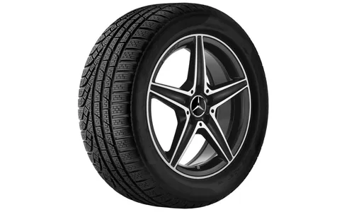 Колесный диск AMG 8,5J×18 ET49 для Mercedes-Benz C-Class 205, задняя ось, черный, с алмазной проточкой, 5 спиц — фото 2