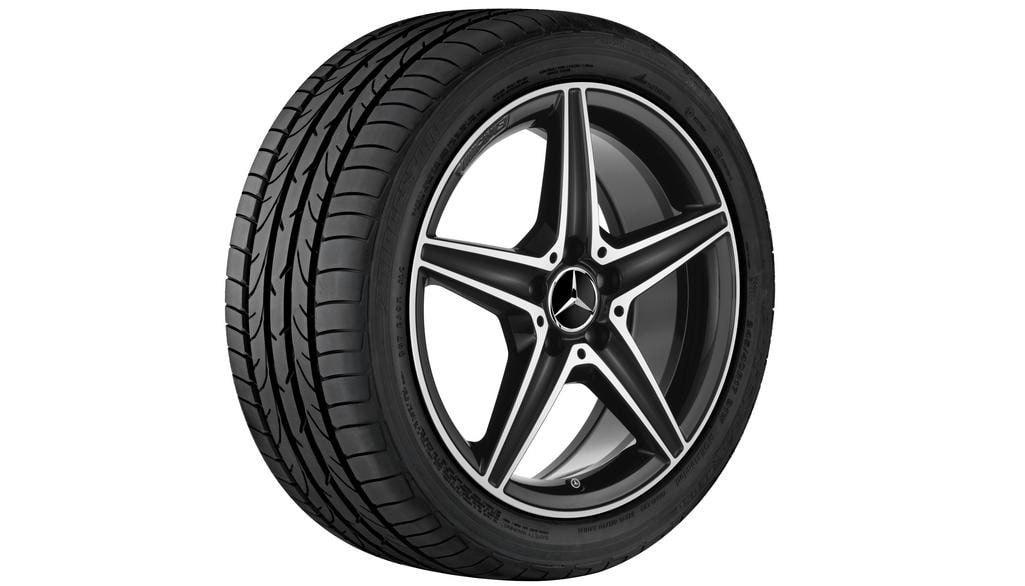 Колесный диск AMG 8,5J×18 ET49 для Mercedes-Benz C-Class 205, задняя ось, черный, с алмазной проточкой, 5 спиц — фото 4