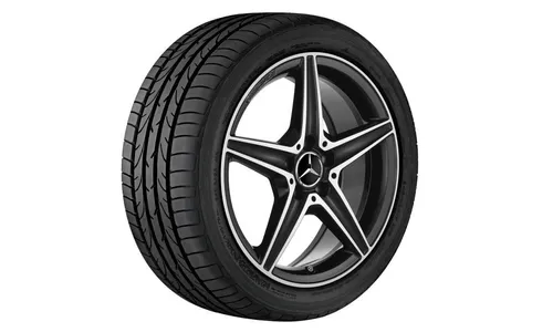 Колесный диск AMG 8,5J×18 ET49 для Mercedes-Benz C-Class 205, задняя ось, черный, с алмазной проточкой, 5 спиц — фото 4