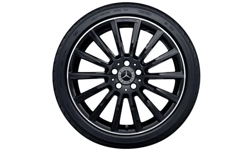 Колесный диск AMG 7,5J×19 ET44 для Mercedes-Benz C-Class 205, передняя ось, черный, с алмазной проточкой, многоспицевый — фото 2