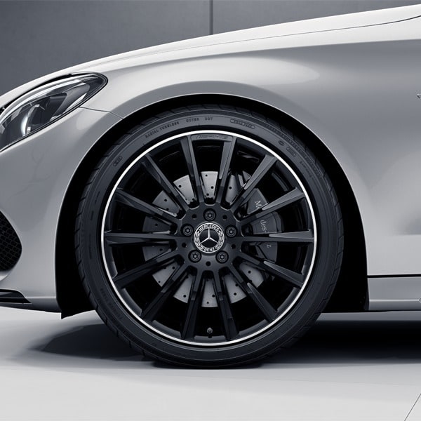 Колесный диск AMG 7,5J×19 ET44 для Mercedes-Benz C-Class 205, передняя ось, черный, с алмазной проточкой, многоспицевый — фото 3