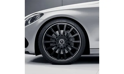 Колесный диск AMG 7,5J×19 ET44 для Mercedes-Benz C-Class 205, передняя ось, черный, с алмазной проточкой, многоспицевый — фото 3