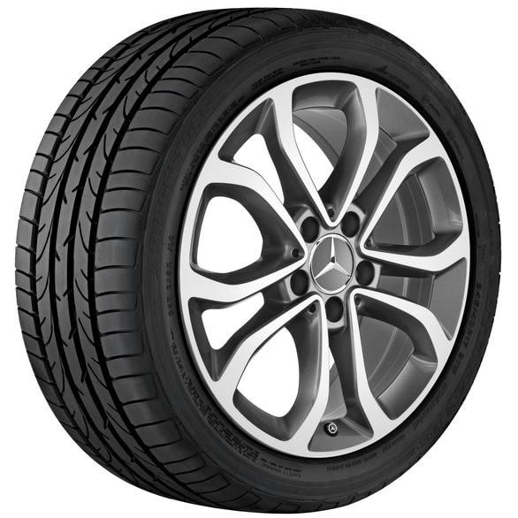 Колесный диск 8J×17 ET54 для Mercedes-Benz C-Class 205, задняя ось, серый Himalaya, 5 двойных спиц — фото 1