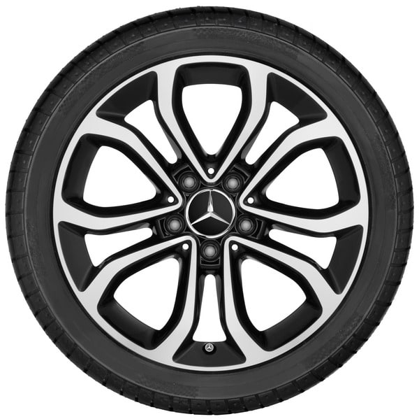 Колесный диск 8J×17 ET54 для Mercedes-Benz C-Class 205, задняя ось, черный, с алмазной проточкой, 5 двойных спиц — фото 2