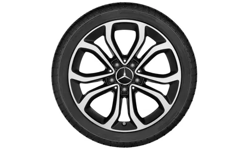 Колесный диск 8J×17 ET54 для Mercedes-Benz C-Class 205, задняя ось, черный, с алмазной проточкой, 5 двойных спиц — фото 2