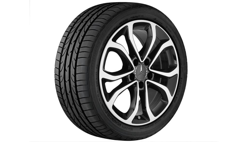 Колесный диск 8J×17 ET54 для Mercedes-Benz C-Class 205, задняя ось, черный, с алмазной проточкой, 5 двойных спиц — фото 3